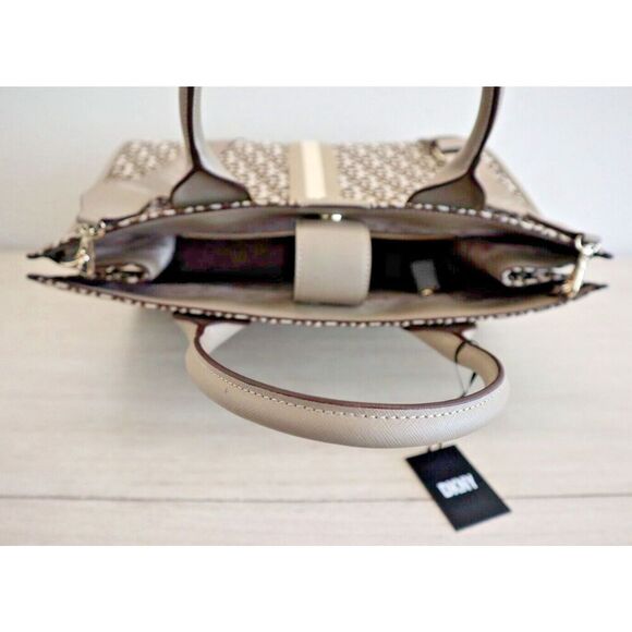 DKNY R23AFW37 Women's Brown/Tan Carlita Tote Bag w/Shoulder/Crossbody Strap - Picture 10 of 11